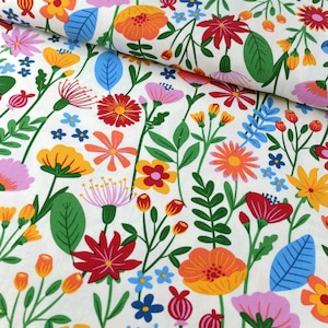 Dekostoff Canvas Leinenoptik SOMMER SONNE .... Blumenwiese 50 x 140 cm ÖkoTex