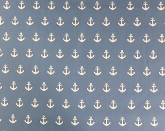 Baumwollstoff MARITIM ANKER JEANSBLAU  50 x 140 cm  Patchwork Stoffe Stoffreste Öko Tex 100 zertifiziert