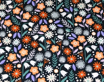 Cotton fabric BLACK FLOWERS 50 x 140 cm patchwork fabrics scraps Öko Tex 100 certified