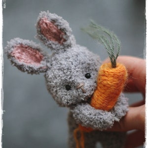 Knitting Easter BUNNY PDF PATTERN, knitted tutorial, easter ideas, fluffy animal toy + carrot pattern, quick knitting