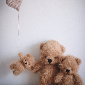 2 Cinnamon Teddy Bears Strickmuster, gestricktes Tierspielzeug 12 und 18 cm 4,7 und 7 Zoll, 2er-Pack Bild 4