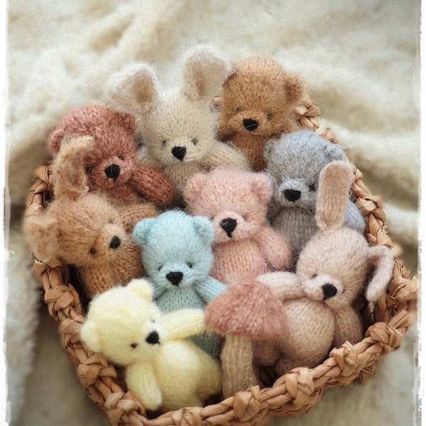 Small Teddy Bear for the newborn sessions, knitting PATTERN pdf. knitted animal toy