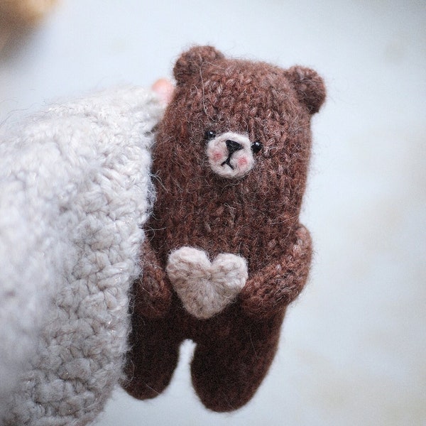 SCANDI teddy BEAR easy knitting PATTERN pdf, knitted animal toy (crochet elements)