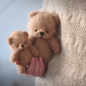 2 Cinnamon Teddy Bears knitting PATTERN, knitted animal toy 12 and 18cm 4.7 and 7 inch, 2pack image 3