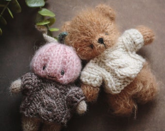 EASY and quick knitting pattern pdf cable SWEATER for LITTLE Teddy Bear - for beginners.