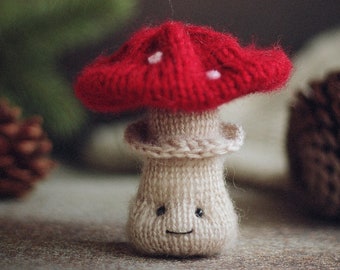 Strickender niedlicher TOADSTOOL-Pilz, gestrickt, Häkelmuster pdf, gestricktes Spielzeug