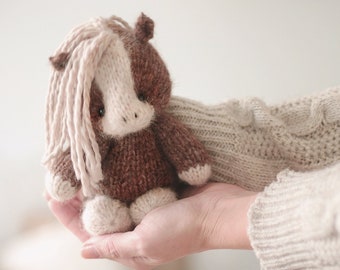 Knitted HORSE, knitting PATTERN pdf, knitted animal toy