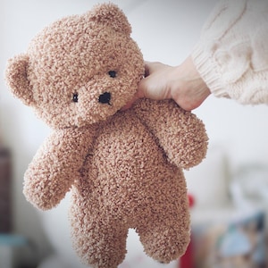 Big Teddy Bear Knitting Pattern PDF, Large 40cm Curly Soft Toy, Heirloom Plush Tutorial, Nostalgic Nursery Decor Tutorial