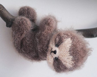 SLOTH knitting PATTERN pdf, knitted animal toy 18cm - 7'