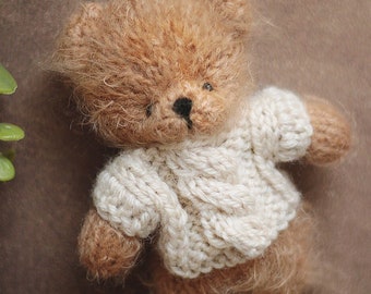 EASY and quick cable SWEATER for LITTLE Teddy Bear - for beginners.