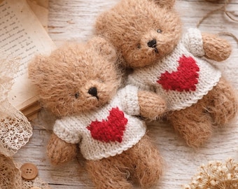 PATTERN PDF, Easy and quick , knitting heart SWEATER for Teddy Bear for beginners