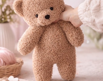 PDF, Curly Teddy Bear Knitting Pattern • 40cm Soft Toy • Flat Knit