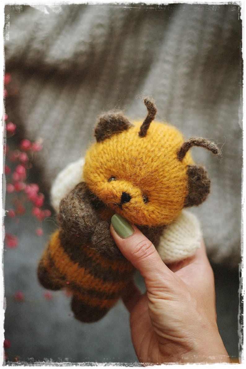 Bumble Bee Knitting Pattern PDF Tutorial, Teddy Bear Toy for Nursery ...