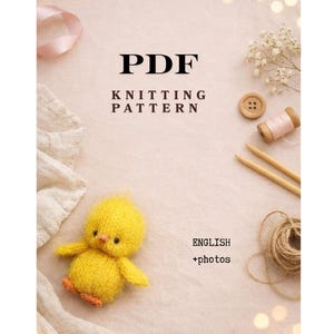 Patrón de tejido de gallina en PDF, tutorial de pájaro de Pascua, animal de primavera tejido plano, juguete suave y esponjoso, idea de decoración para guardería estilo cottagecore