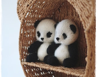 PATTERN pdf, Knitting PANDA, teddy bear, knitted animal toy 7 inches