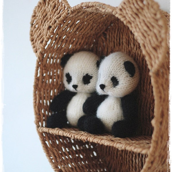 Knitting PANDA, PATTERN pdf, teddy bear, knitted animal toy 7 inches