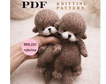 OTTER Knitting Pattern PDF, Easy Sea Otter Stuffed Knitted Animal