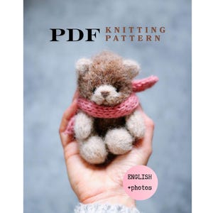 Teddy Bear Knitting Pattern PDF, Small Woolen Bear Tutorial, Flat Knit Pocket Companion, Whimsical Fuzzy Soft Toy, Nostalgic Playroom Craft