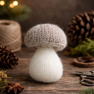 PATTERN PDF, MUSHROOM knitting  knitted autumn soft plushie toy  - crochet element