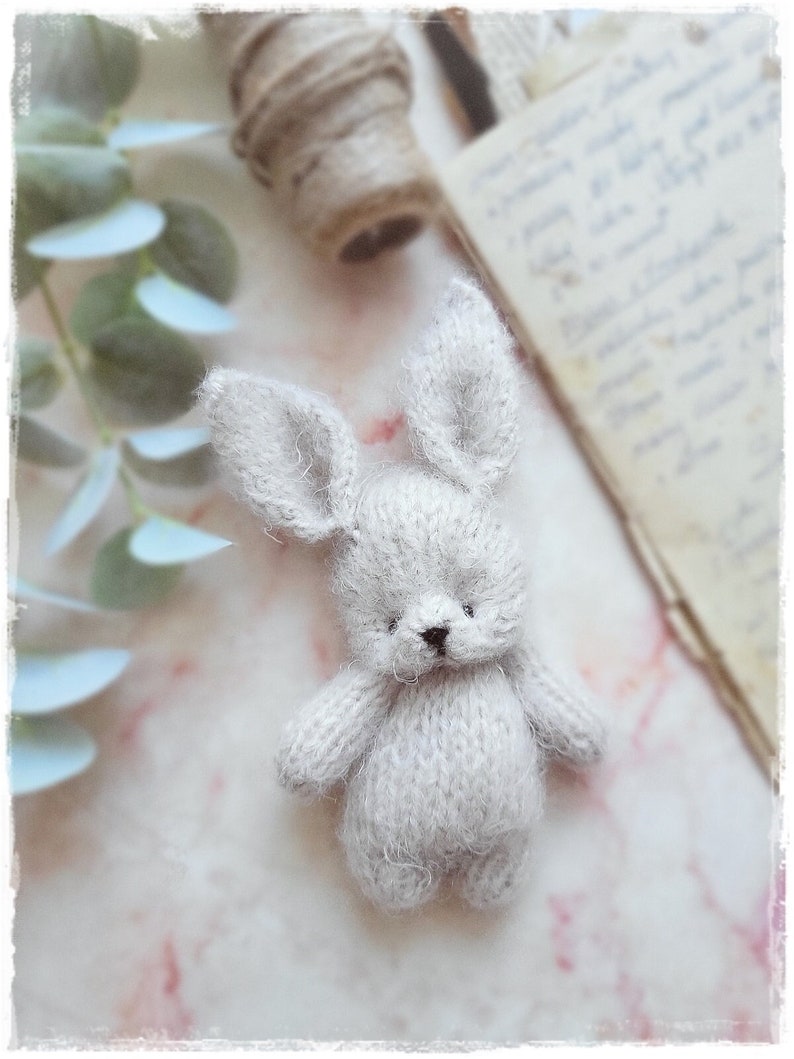 Little Rabbit, Small Knitting Bunny PDF PATTERN, knitted animal toys image 1