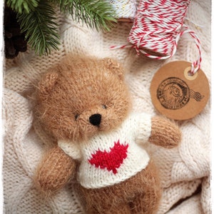PATTERN PDF, Easy and quick, knitting heart SWEATER for Teddy Bear for beginners
