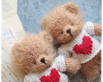 Easy and quick pattern, knitting heart SWEATER for Teddy Bear for beginners