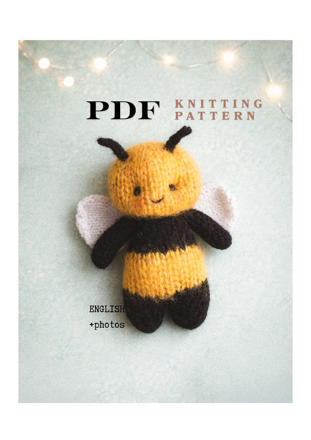 Bee Knitting Pattern PDF, Amigurumi Honeybee Plush Tutorial, Flat Knit ...