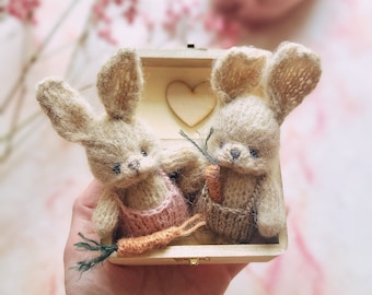 Tiny Little Bunny knitting PATTERN PDF 4.33'' 11cm knitted cute animal toy tutorial, rabbit for newborn session