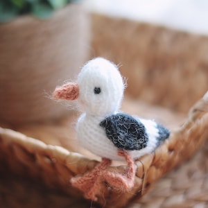 small SEAGULL knitting PATTERN PDF, knitted animal toy, plushie bird