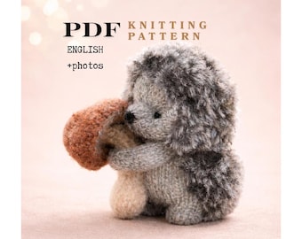 Hedgehog Knitting Pattern PDF, Mini Mushroom Tutorial, Flat Knit Forest Animal, Whimsical Cottagecore Soft Toy