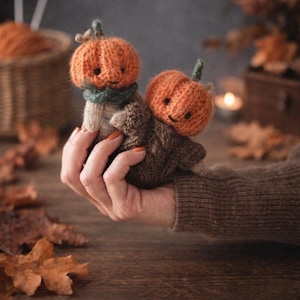 PDF, Pumpkin Head Doll Knitting Pattern • Halloween toy • knitted doll (12 cm)