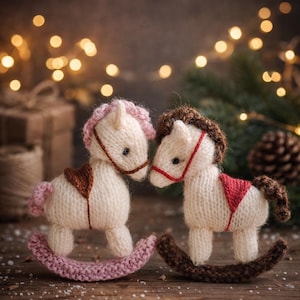 PDF, Rocking Horse Knitting Pattern • 14 cm Christmas ornament • knitted toy