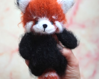 PATTERN PDF - Red panda knitting, cute stuffed knitted animal toy.