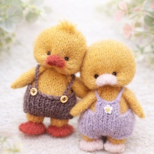 Duckling Knitting Pattern PDF, Knitted EasterStuffed  Animal Toy, Flat Knit on 2 needles, nursery decor ideas