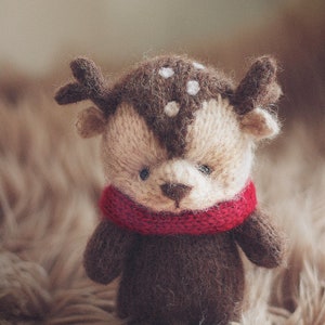 DEER knitting PATTERN PDF, knitted animal toy, 18cm, knit cute bear, knitting tutorial, christmas knitting, christmas tree sweater