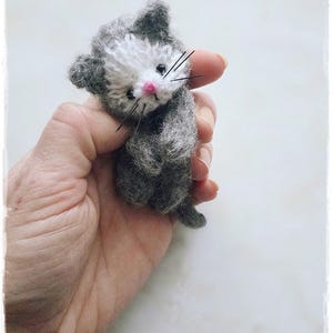 Tiny Kitten Knitting Pattern PDF • Mini 9cm Cat • Flat Knit on 2 Needles • Cute Small Toy Tutorial