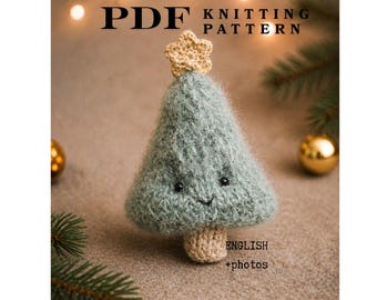 Christmas Tree Knitting Pattern PDF, Knitted Christmas Tree decoration, tree ornament