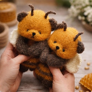 Patrón de tejido de osito de peluche abeja en PDF, juguete de animal tejido