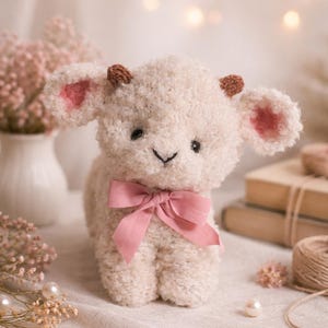 Patrón de tejido en PDF: Cordero pequeño, peluche de punto, animal de peluche, 20 cm, tejido plano