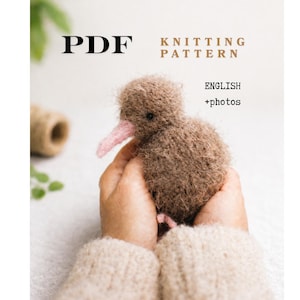 Kiwi Bird Knitting Pattern PDF, Bird Plush Toy, 16cm Knitted Animal Pattern to download
