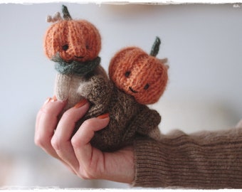 PUMPKIN Head doll knitting PATTERN, knitted toy, HALLOWEEN