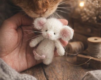 Tiny Mouse Knitting Pattern PDF, Stuffed Knitted Animal, Flat Knit on 2 needles, nursery decor ideas