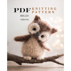 OWL Knitting Pattern PDF - Easy Stuffed Animal Toy, Knitted Flat on Two Needles, Teacher's Day gift ideas