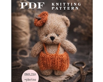 Breipatroon poppenkleertjes pdf, zelfstudie teddybeerkostuum, eenvoudige pompoenbroek knutselen, platgebreide speelgoedgarderobe, miniatuur halloweendecor