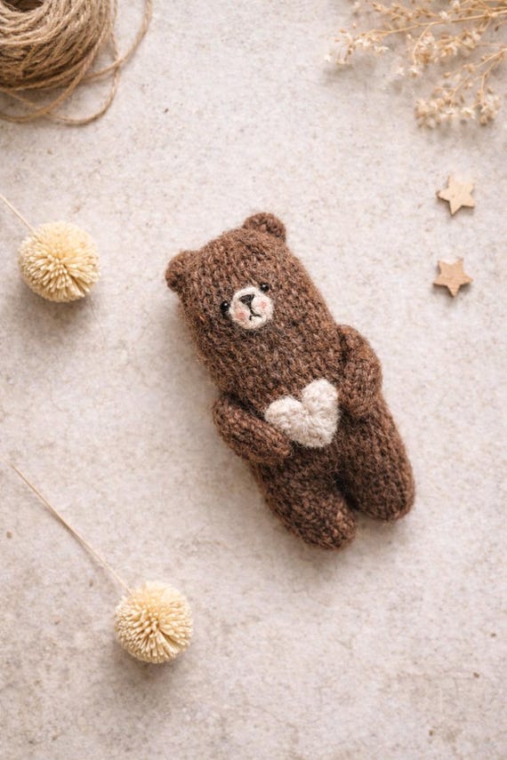 PATTERN PDF - scandi teddy BEAR easy knitting, knitted animal toy (crochet elements)