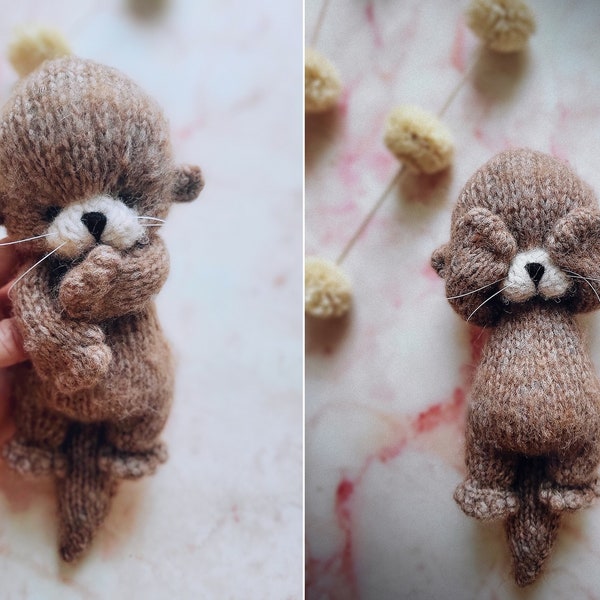 Knitting OTTER, knitted animal toy, PDF pattern, tutorial, plushie otter, handmade toy, sweet animal