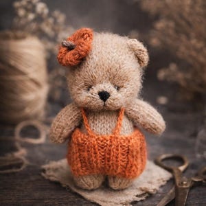 PDF, Pumpkin Outfit Knitting Pattern • Easy Beginner • Teddy Bear Clothes • Halloween Costume