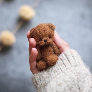 Tiny knitting Teddy bear 8cm, PATTERN, PDF, knitted animal toy