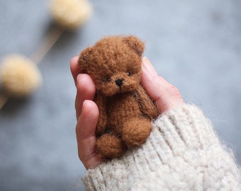 PATTERN PDF, Tiny knitting Teddy bear 8cm, knitted animal toy