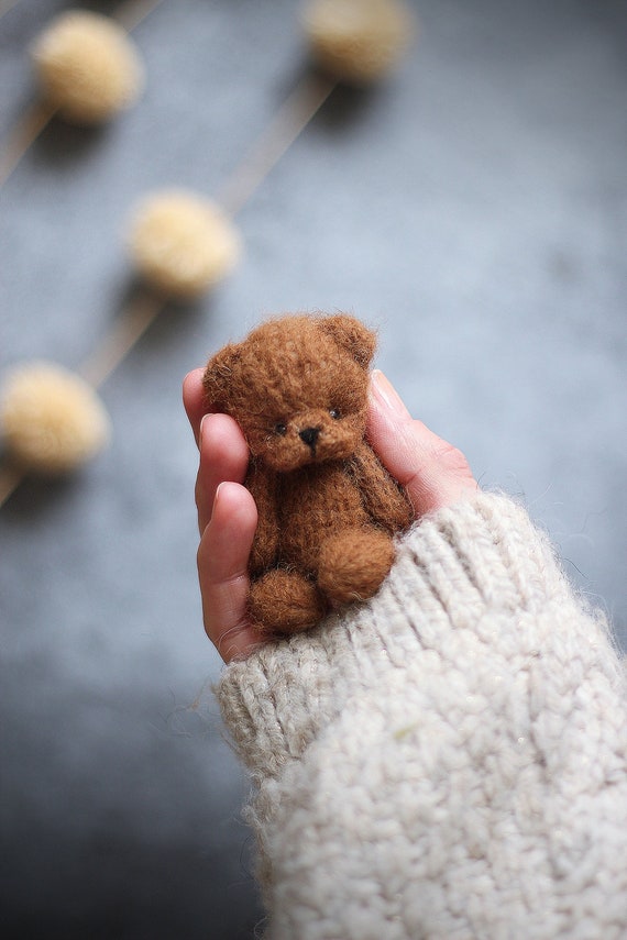 PATTERN PDF Tiny knitting Teddy bear 8cm knitted animal toy